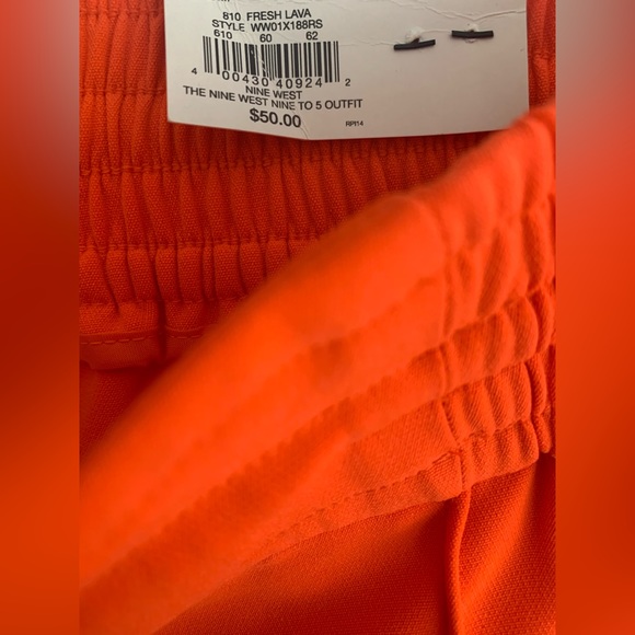 Nine West Women’s Slim Straight Orange Pull On Stretch Tapered Pants - Picture 6 of 7